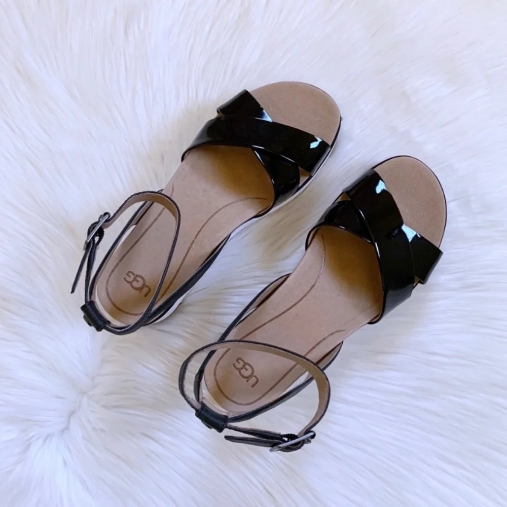 UGG Black Tipton Platform Ankle Strap Sandals - Picture 6 of 7